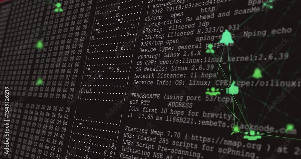 Poster green triangular shapes animation for digital network data processing background