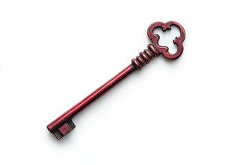 Isolated Antique Skeleton Key Still Life in Red and Gold Tones