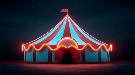 Pixel Art Circus Tent Illuminated at Night