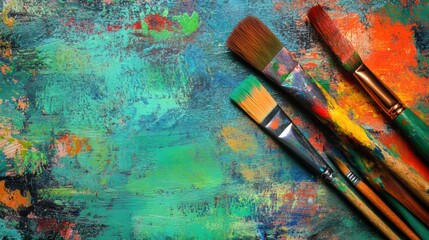 Fototapeta premium Expressive Paintbrush Art: Unleashing Creativity through Paint and Craft for Exhibition - Worthy Backgrounds