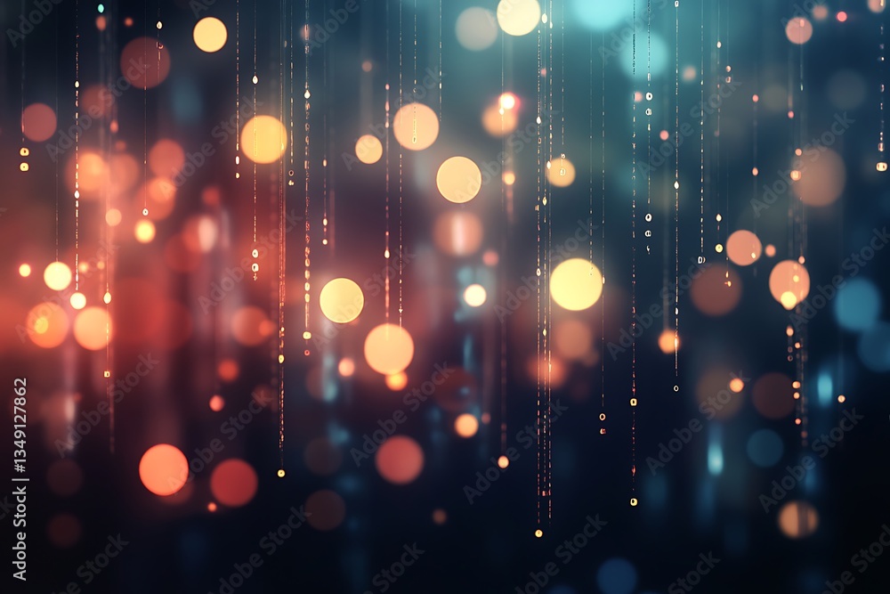 Poster abstract background with falling lights and bokeh