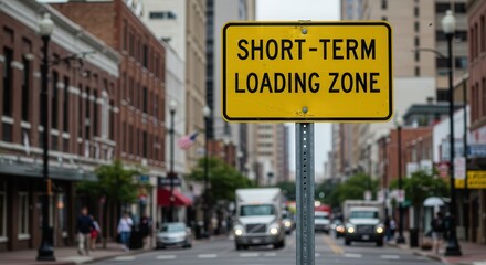 Short Term Loading Zone Sign on Urban City Street