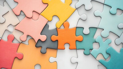 Fototapeta premium Colorful Puzzle Pieces Connecting.