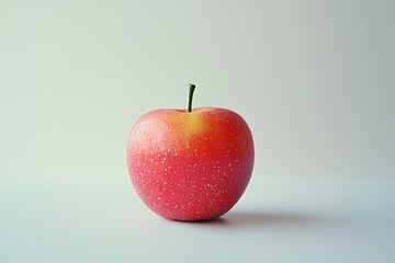 Fresh and Vibrant Red Apple with Water Droplets in Natural Light A Simple Still Life Photography