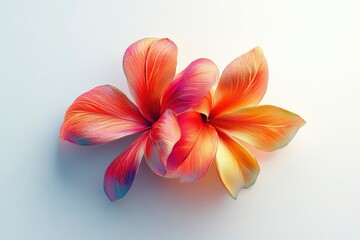 Exotic Orange Plumeria Flower Blossom on White Surface Close Up