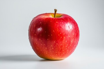 Fresh Red Apple Still Life Against Clean White Background for Healthy Eating