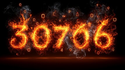 Fiery Digital Numbers Abstract Background