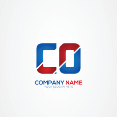 CO OC Creative Modern Letters Logo Design Element red and blue