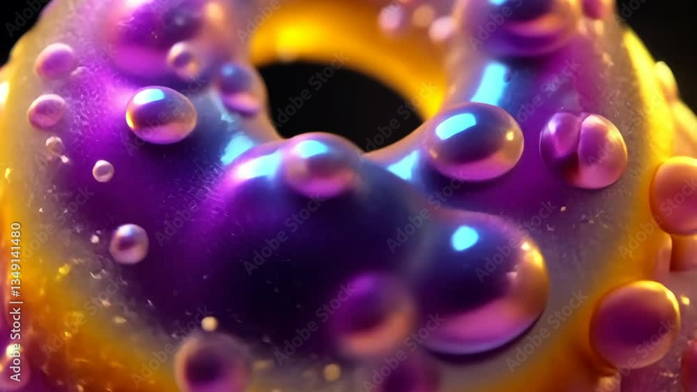 Poster colorful abstract shapes with bubbles and reflections create a vibrant composition in a close-up vie