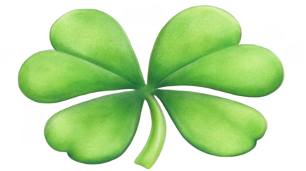 Isolated Watercolor Illustration Of A Green Four Leaf Clover For St Patrick's Day Symbol On Transparent Background as an illustration