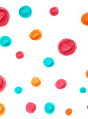 Polka Dot Spotty Circle Spots In Childlike Felt Tip Pen Rainbow Background