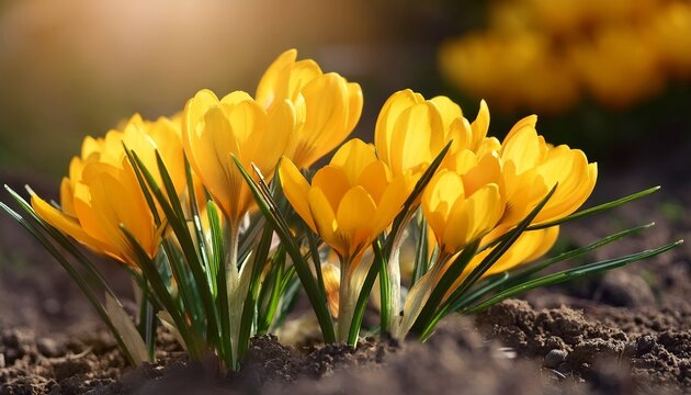 yellow crocus flowers