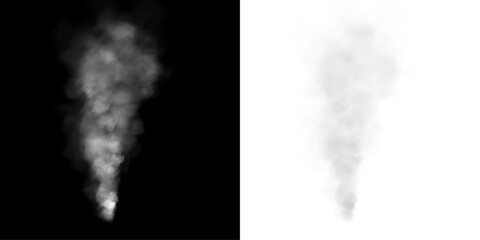 A digital image featuring a split composition of dark smoke on a black background and light smoke on a white background. The contrasting elements create a visually striking atmospheric effect.