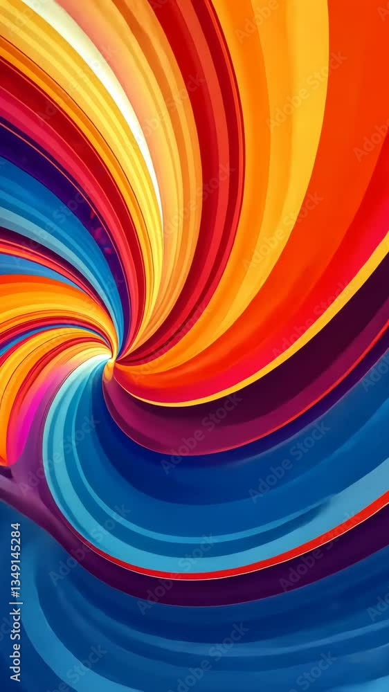 Poster a colorful swirl of dots with a blue background. the dots are in various colors and sizes. the swirl