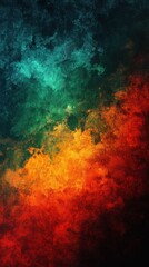 Obraz premium Colorful abstract design featuring a gradient of blue, green, orange, and red hues creating a vivid and dynamic background