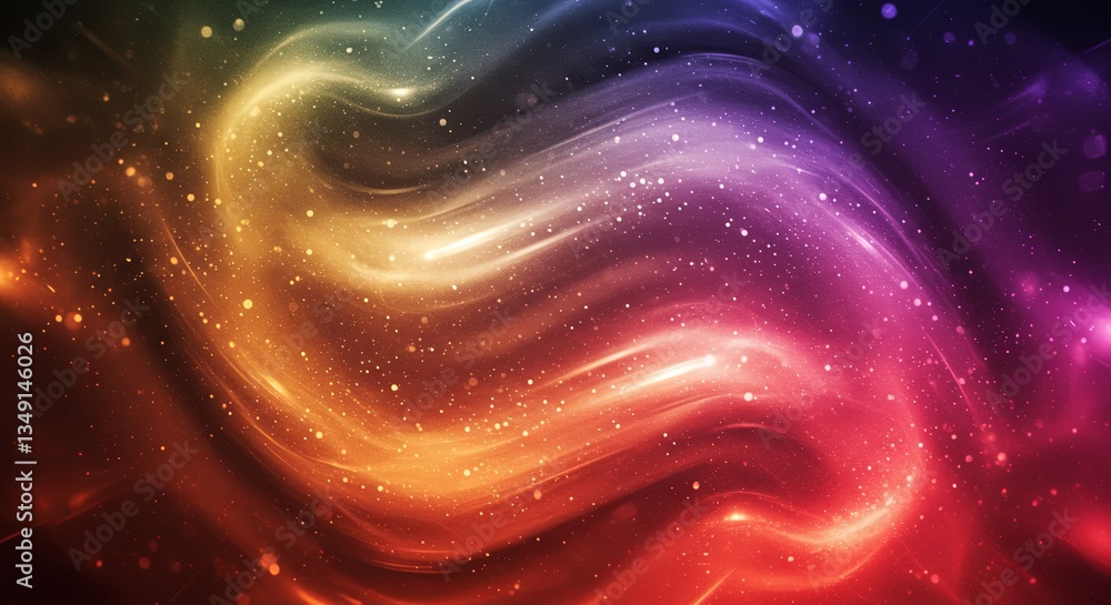 Poster a colorful swirl of light and dark colors with a lot of sparkles
