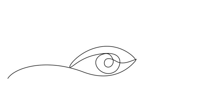 One line eye Icon drawing animation, single draw ophthalmologist symbol, human line art eyes, continuous monoline vision drawing, outline lineart eyeball, linear illustration