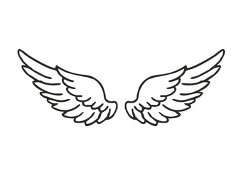 black and white svg vector angel wings, valentine's day icon 