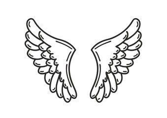 black and white svg vector angel wings, valentine's day icon 