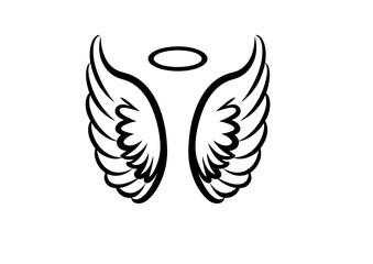 black and white svg vector angel wings, valentine's day icon 