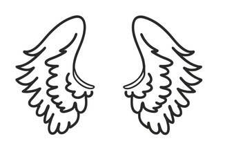 black and white svg vector angel wings, valentine's day icon 