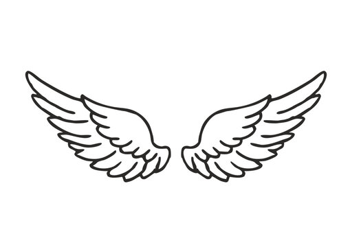 black and white svg vector angel wings, valentine's day icon 