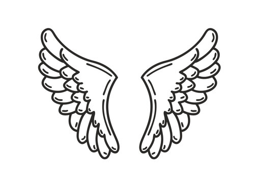 black and white svg vector angel wings, valentine's day icon 