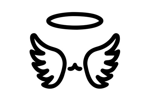 black and white svg vector angel wings, valentine's day icon 