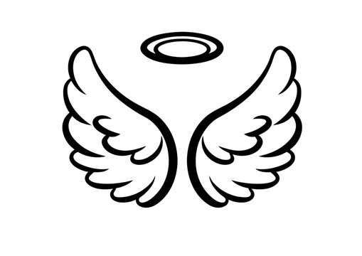 black and white svg vector angel wings, valentine's day icon 