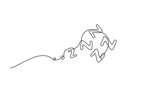 Zzz continuous thin line icon, one line art snoring, minimalist zzzz outline drawing, single monoline snore sign, linear sleep sound drawing animation
