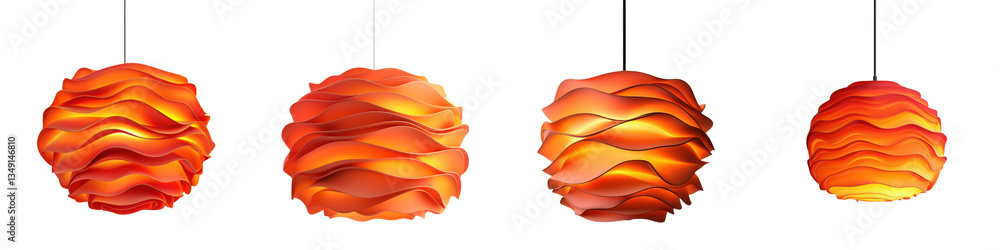 Poster elegant and modern orange pendant lighting fixtures with a unique wavy layered design creating a war