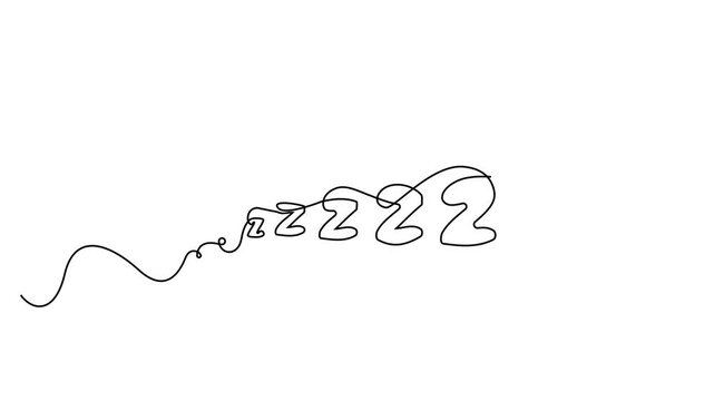 Zzz continuous thin line icon, one line art snoring, minimalist zzzz outline drawing, single monoline snore sign, linear sleep sound drawing animation