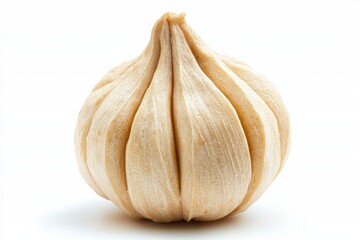 Fototapeta premium Solitary Fresh Garlic Bulb Captivating Still Life Food Photography White Background Studio Setting Close Up View