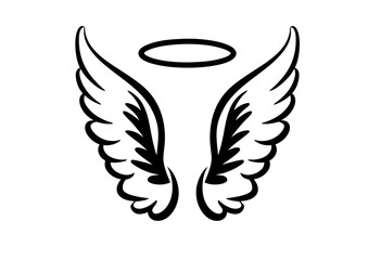 black and white svg vector angel wings, valentine's day icon 