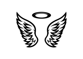 black and white svg vector angel wings, valentine's day icon 