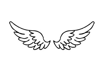 black and white svg vector angel wings, valentine's day icon 