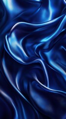 Obraz premium Deep blue silk fabric gracefully draped with gentle folds highlighting its texture