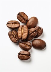 Naklejka premium Roasted coffee beans on white