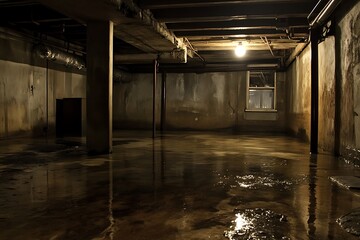 Flooded Basement with Dark and Moody Atmosphere