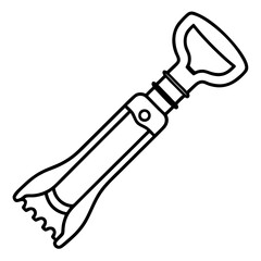 Minimalist Wine Opener Line Art Vector