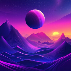 Surreal Mountain Planetscape A Dreamy Digital Art