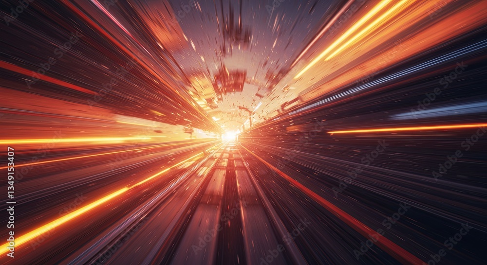 Poster the train is moving at a high speed and the light is creating a sense of motion