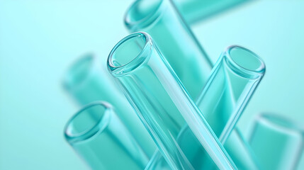 Sleek Blue Glass Test Tubes Creating Optical Illusions