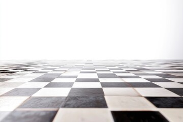 Black and White Checkered Floor Tiles Creating a Perspective View