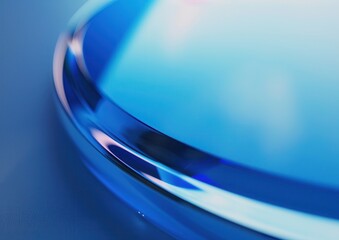 Abstract blue glass curve. Smooth, shiny surface.
