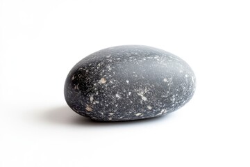 Smooth Beach Stone Sitting Isolated on White Background for Zen Garden