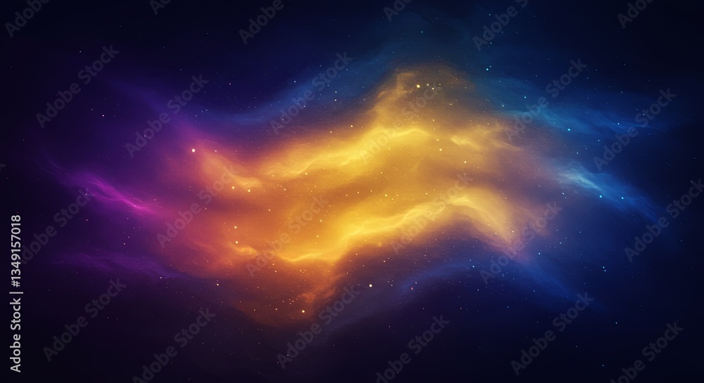 Poster a colorful galaxy with a yellow line in the middle