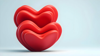 Obraz premium Stacked Red Hearts on White Background