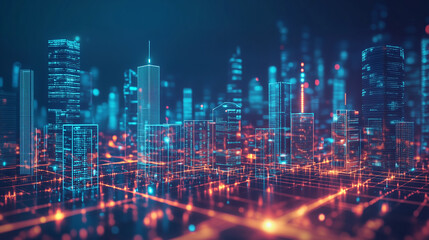 Obraz premium Cityscape at night futuristic city