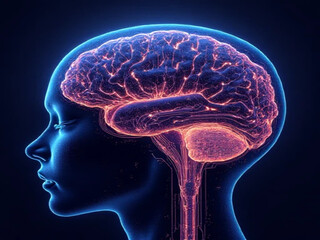 Abstract futuristic circuitry forming a glowing AI brain pattern